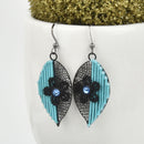 Black Leaf Earrings Filigree Earrings TURQUOISE BLUE Sterling Silver Jlr0219