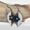 Black Leaf Earrings Filigree Earrings WHITE Sterling Silver Jlr0220