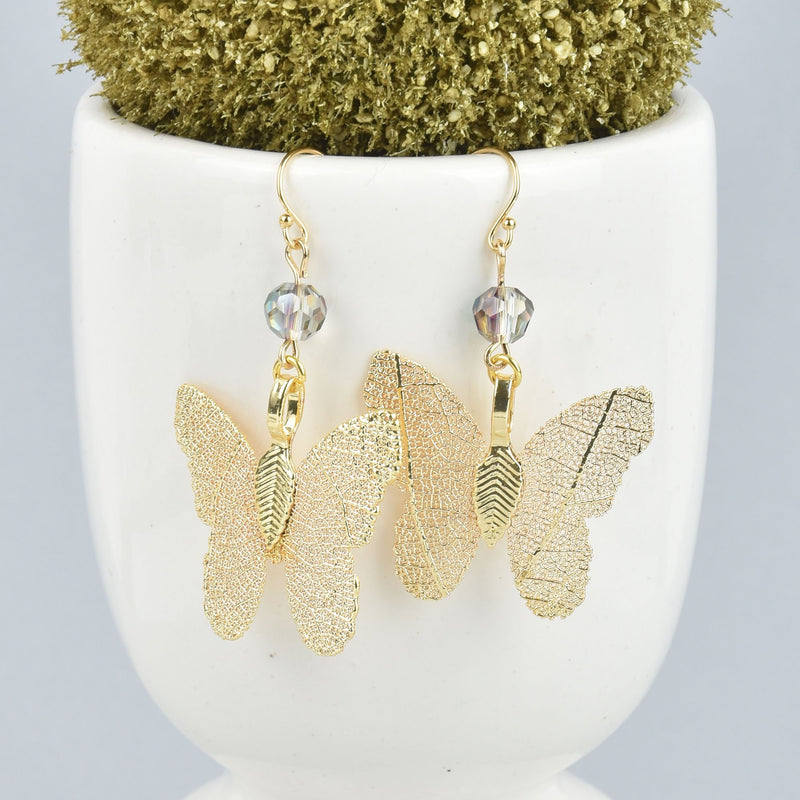 Gold Butterfly Filigree Earrings Gold Filled Earrings JLR0235