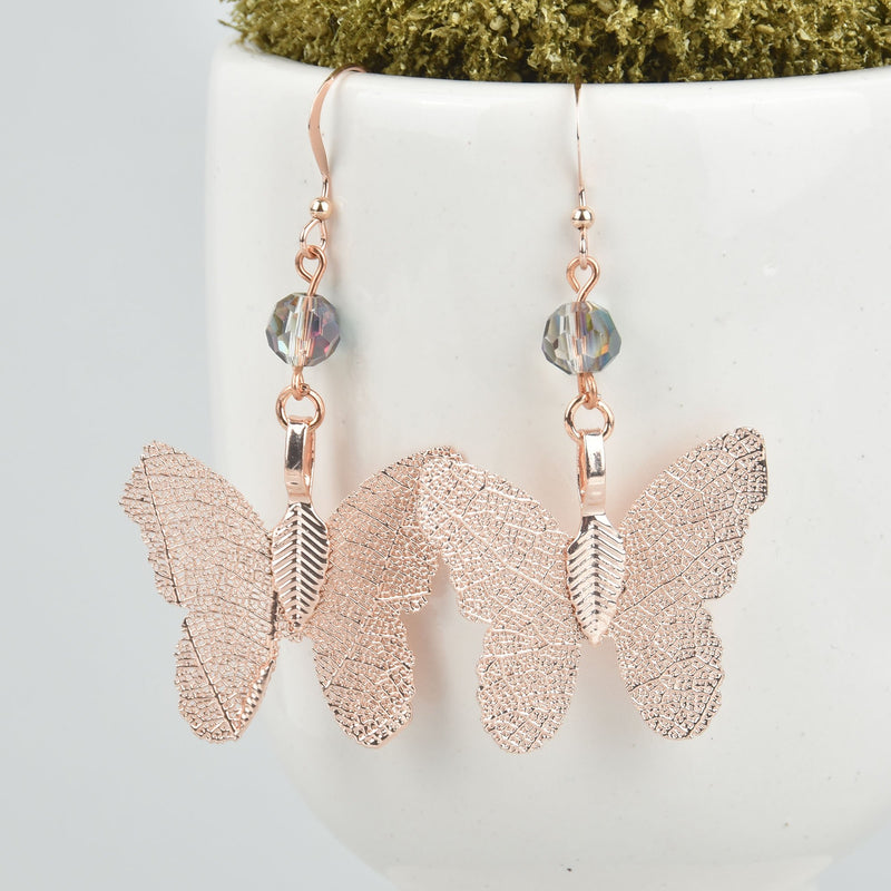 Rose Gold Filled Butterfly Earrings Filigree JLR0242