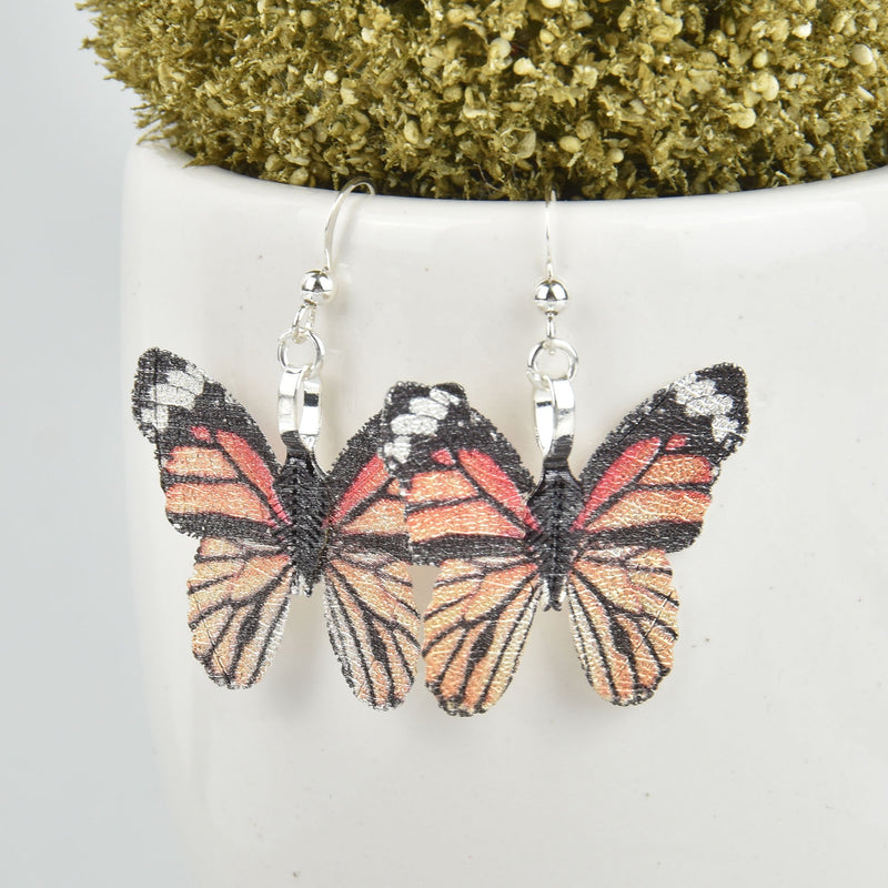 Monarch Butterfly Filigree Earrings .925 Sterling Silver Earrings JLR0243