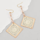Gold Filled BOHO Earrings White Lace Crochet Crystal jlr0247