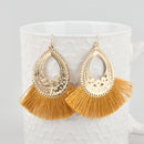 Gold Filled Fan Tassel Earrings, Yellow Teardrop Shoulder Duster Filigree Earrings, jlr0253