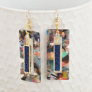Rainbow Terrazzo Earrings, Acrylic and Druzy Gemstone, Gold Filled Ear Wires jlr0266
