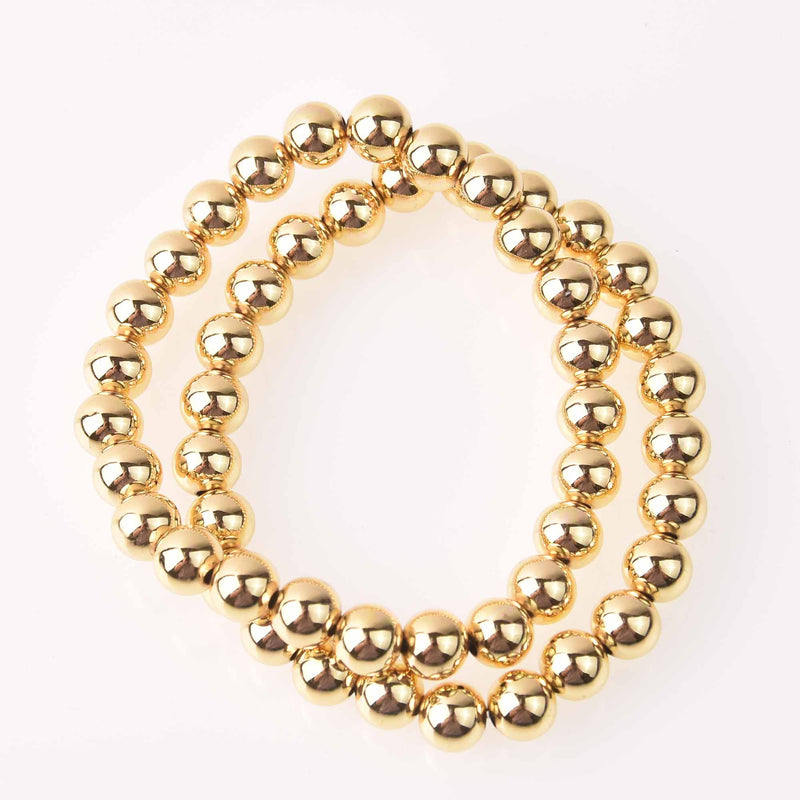 8mm Gold Ball Bracelet, Elastic, jlr0296