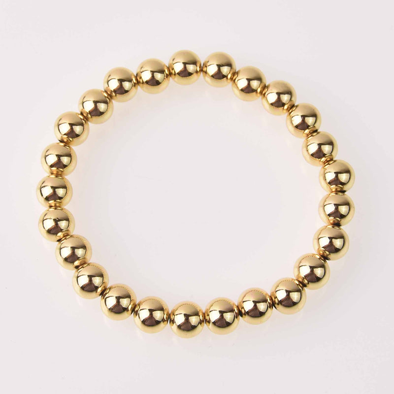 8mm Gold Ball Bracelet, Elastic, jlr0296