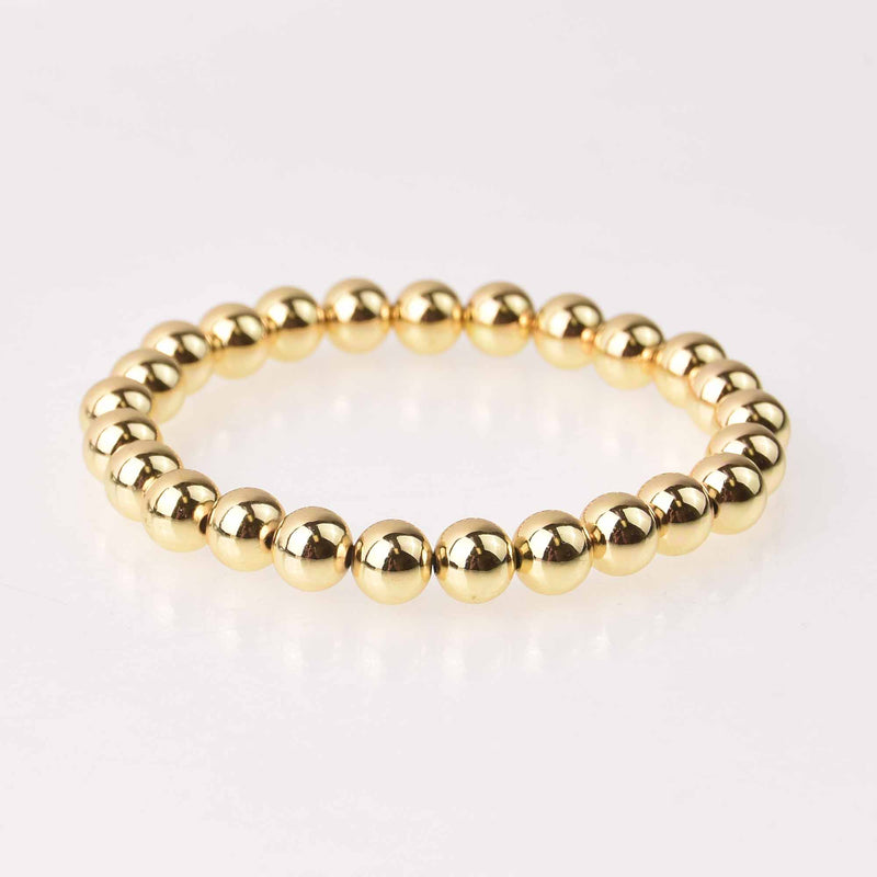 8mm Gold Ball Bracelet, Elastic, jlr0296