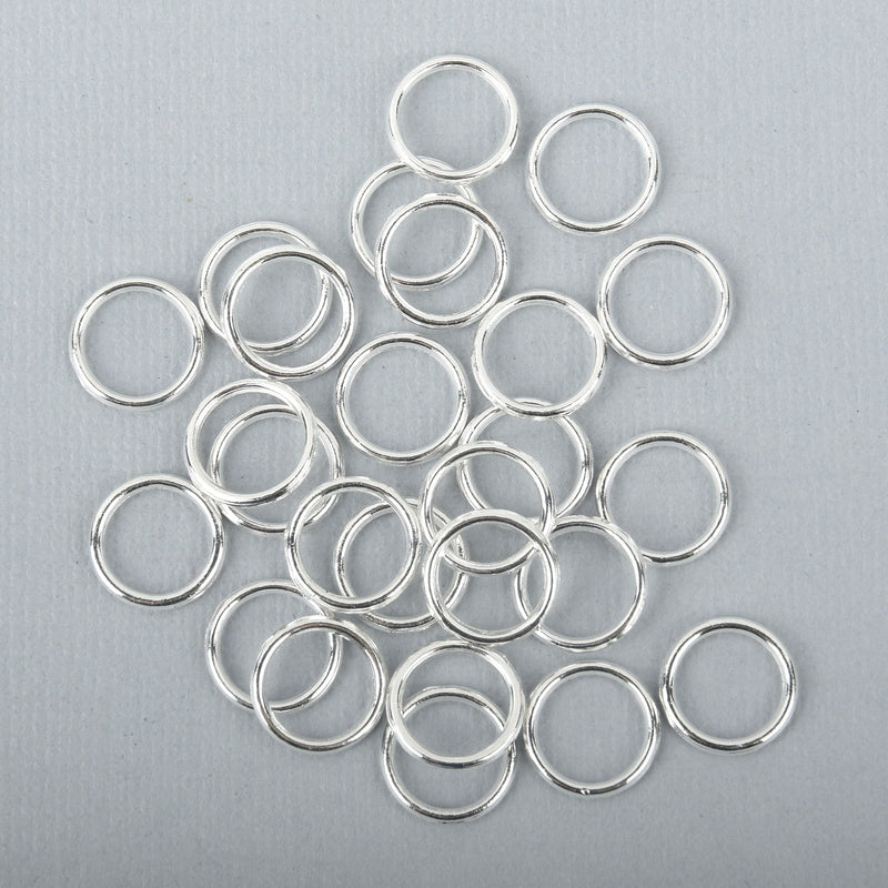 100 PCs LARGE 12mm Silver Plated Soldered Closed Jump Rings 18 gauge wire Findings jum0008b