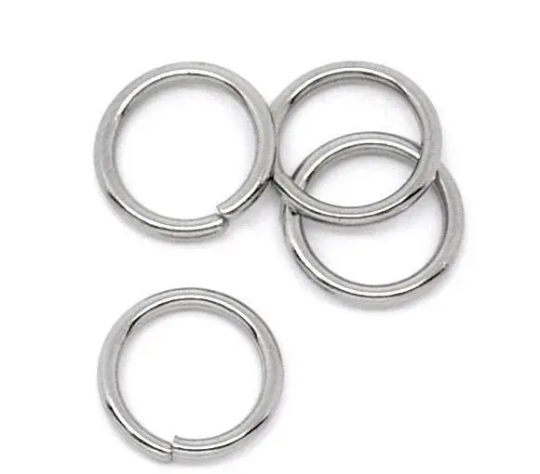 50 Stainless Steel Open Jump Rings, 8mm OD, 5mm ID, 15ga, 1.5mm wire, 15 gauge, jum0195