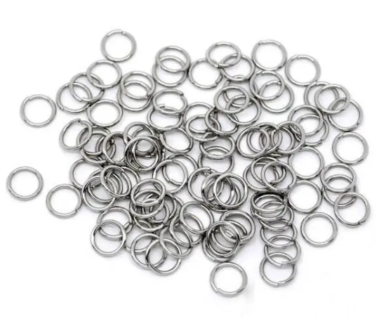 50 Stainless Steel Open Jump Rings, 8mm OD, 5mm ID, 15ga, 1.5mm wire, 15 gauge, jum0195