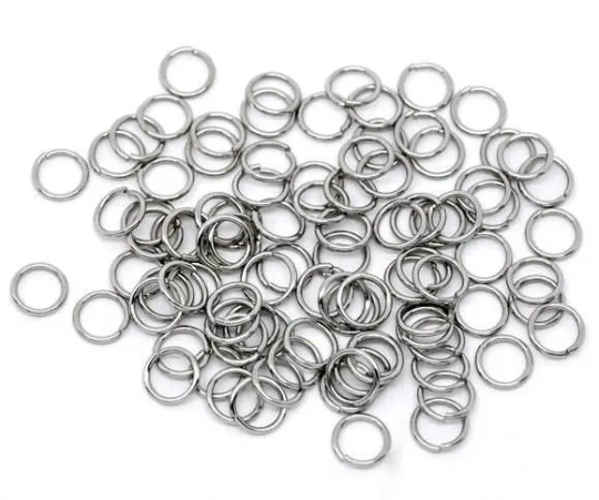 50 Stainless Steel Open Jump Rings, 10mm OD, 7mm ID, 15ga, 1.5mm wire, 15 gauge, jum0198
