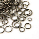 Gunmetal Jump Rings, assorted sizes in storage box, over 600 pcs, jum0228