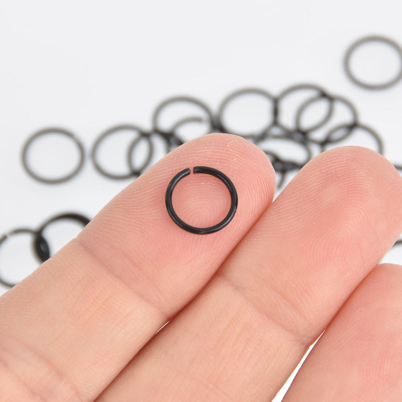 50 Black Open Jump Rings 10mm x 1mm, 18 gauge wire  jum0231a