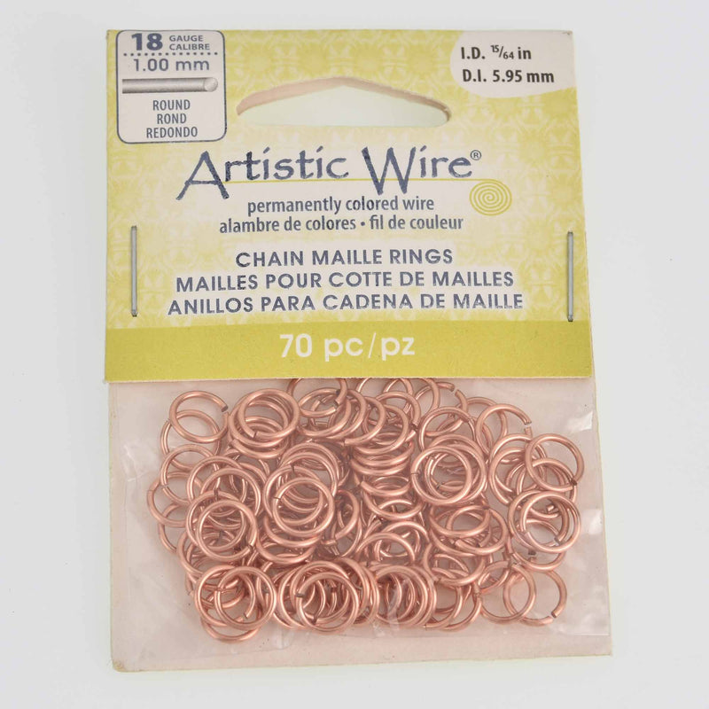 8mm Jump Rings COPPER 18ga 1mm, 70pcs, jum0248