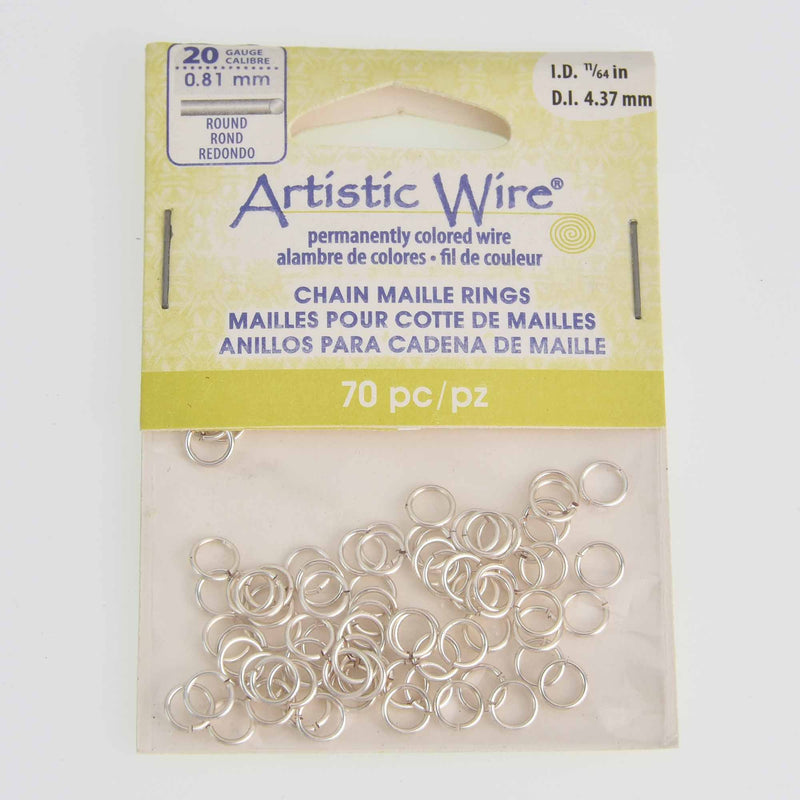 6mm Artistic Wire Jump Rings Silver 20ga 0.81mm, 70pcs, jum0251