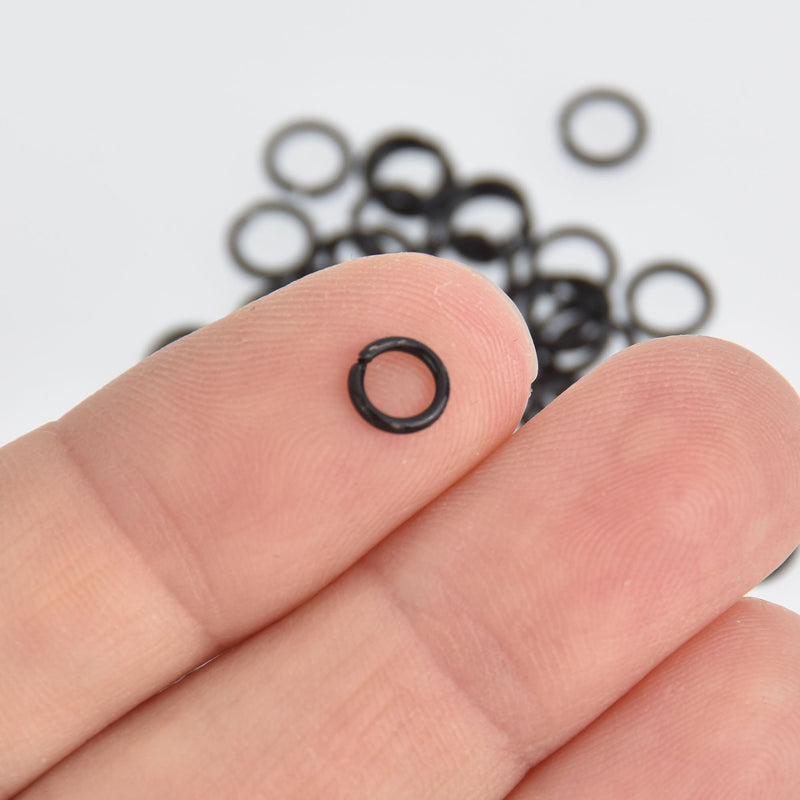 50 Black 6mm Open Jump Rings, 18 gauge wire  jum0254a