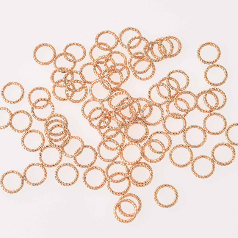 25 Gold TWISTED ROPE CIRCLE Charms, Connector Rings, 7.5mm diameter jum0262