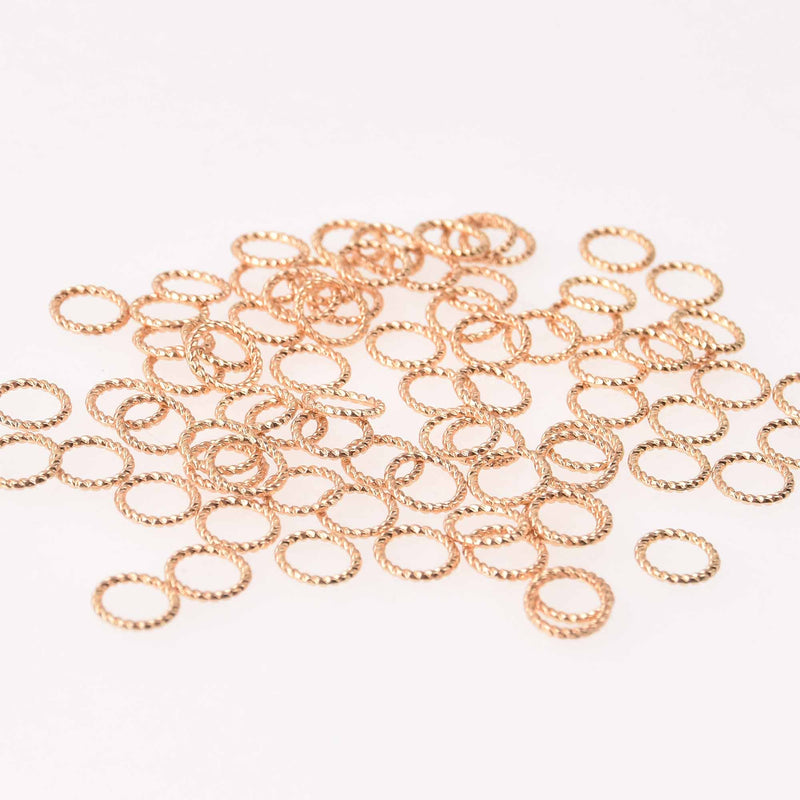 25 Gold TWISTED ROPE CIRCLE Charms, Connector Rings, 7.5mm diameter jum0262