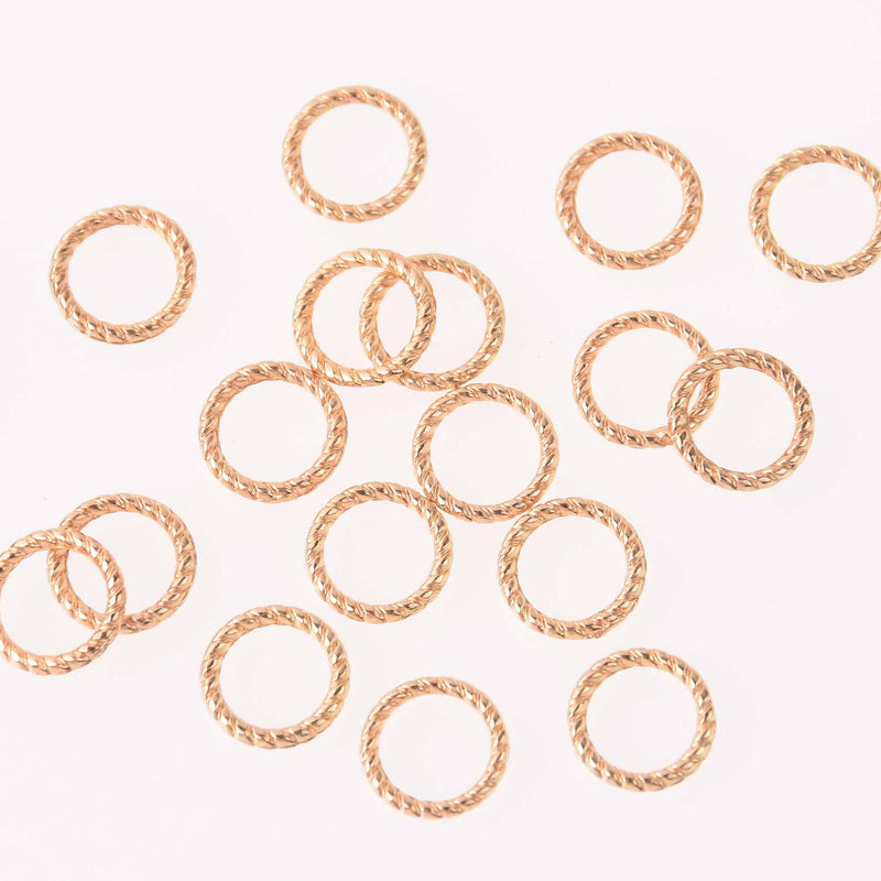 25 Gold TWISTED ROPE CIRCLE Charms, Connector Rings, 7.5mm diameter jum0262