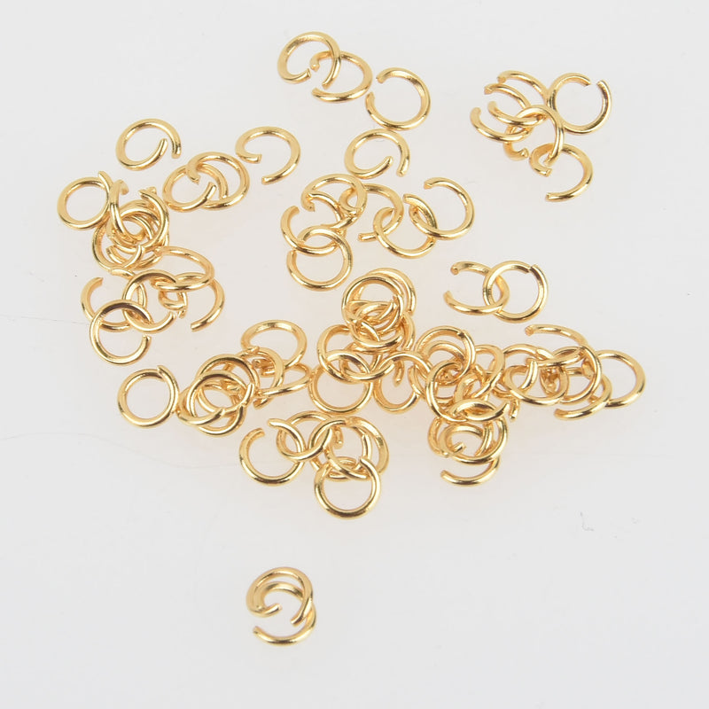 50 Gold Plated 6mm Open Jump Rings, light gold, 20 gauge, jum0263