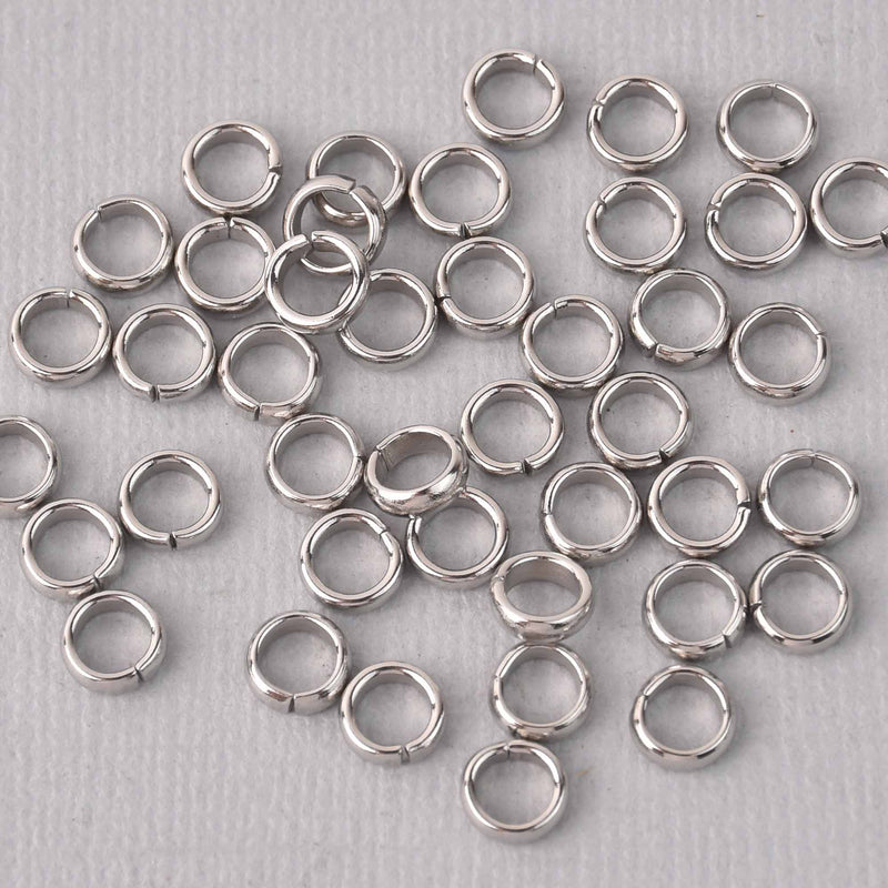 100 pcs 6mm STAINLESS STEEL Heavy Thick Open Jump Rings jum0264