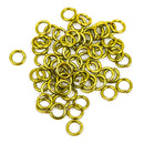 50 Chain Maille Jump Rings, peridot green plated over copper base, open jump rings, 7.5mm OD, 5.5mm ID, 18 gauge, jum0133