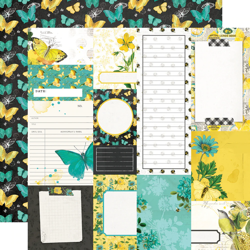 Simple Vintage Lemon Twist COLLECTION KIT by Simple Stories - 12x12" Pieces, Bright Paper Pack and Stickers for Scrapbooking, junk journaling pap0040