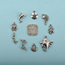 Beach Theme Charm Collection, Silver Tone Metal, 10 charms, chs3372