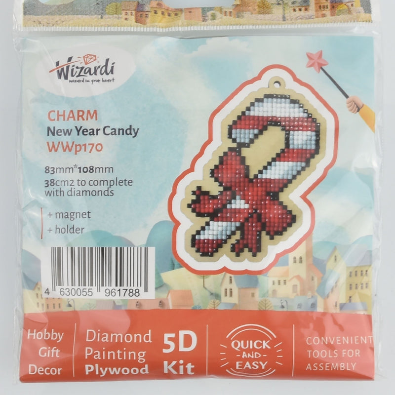 Christmas Candy Cane Ornament Kit, Diamond Painting DIY, kit0436