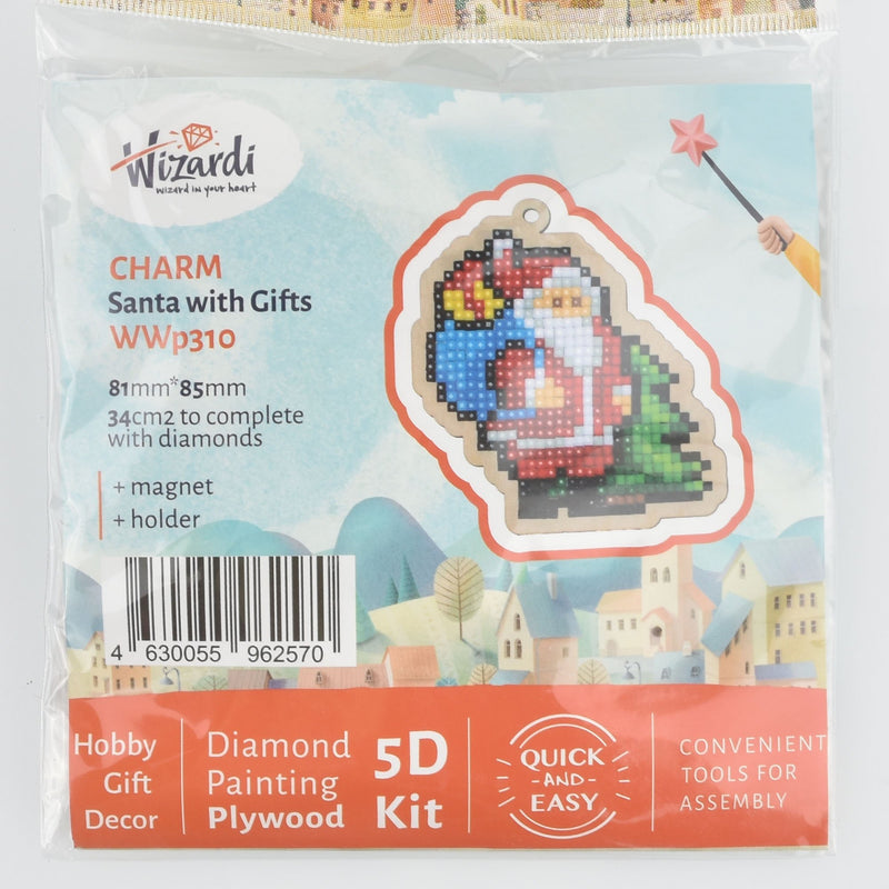Christmas Santa Ornament Kit, Diamond Painting DIY, Santa with Gifts, kit0440