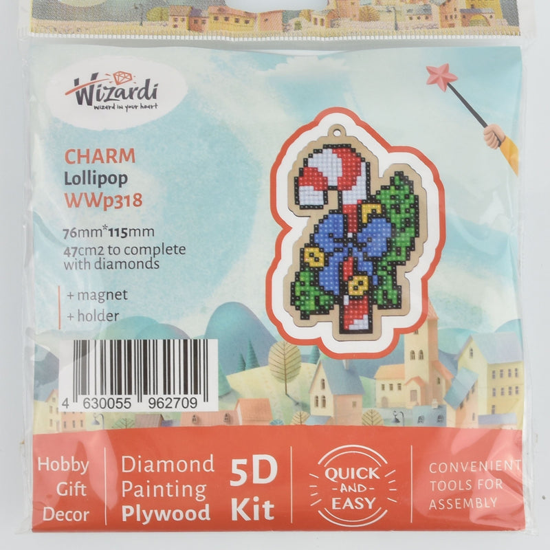 Christmas Candy Cane Ornament Kit, Diamond Painting DIY, kit0442