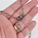 Necklace Kit, Micro Pave Lobster Claw Necklace, gunmetal with lightning bolt charm, kit0513