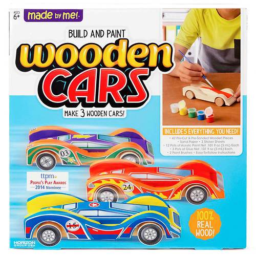 Wooden Cars Painting Kit, Make 3 Wood Cars, kit0514