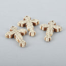 1 White Howlite Gothic Cross Pendant Beads, Laser Engraved, drilled front to back, 1-3/4" long las0001