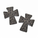 1 Laser Engraved BLACK Howlite Gothic Cross Pendant Beads, drilled top to bottom, 50mm x 40mm LAS0004