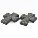 1 Laser Engraved BLACK Howlite Gothic Cross Pendant Beads, drilled top to bottom, 50mm x 40mm LAS0004