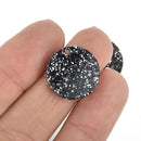 10 BLACK SILVER GLITTER 3/4" Acrylic Circle Charms Blanks  Laser Cut Disc Lca0609