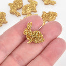 4 Laser Cut Gold Glitter Acrylic BUNNY RABBIT shapes, flat back cabochons Lca0037