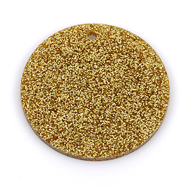 10 GOLD Glitter Circle Keychain Blanks 2" Laser Cut Acrylic Blanks Disc Lca0539