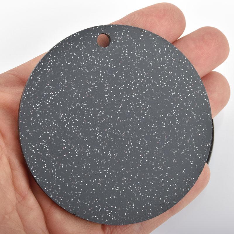 10 BLACK GALAXY Glitter Circle Keychain Blanks 3" Laser Cut Acrylic Blanks Disc Lca0475a