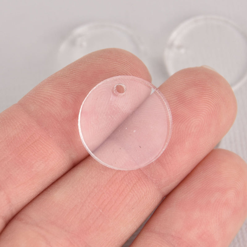 50 Clear Key chain Blanks, 3/4" acrylic round keychain blanks, CIRCLE Disc Acrylic laser cut shapes, 0.75" diameter, Lca0476b