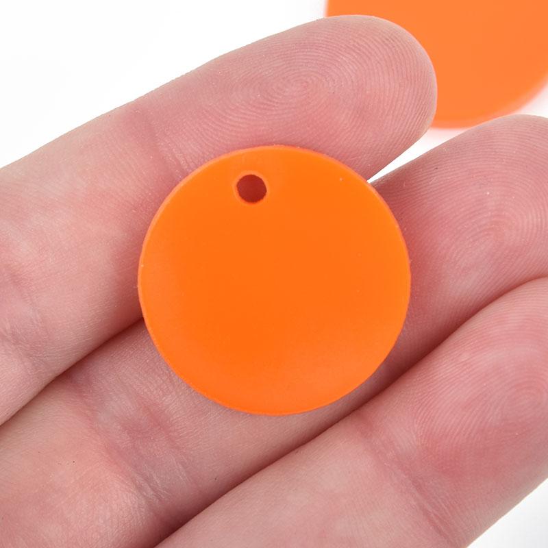 10 ORANGE Acrylic Circle Charms, 1" opaque acrylic blanks round drop charms Lca0492