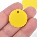 10 YELLOW Acrylic Circle Charms, 1" opaque acrylic blanks round drop charms Lca0495