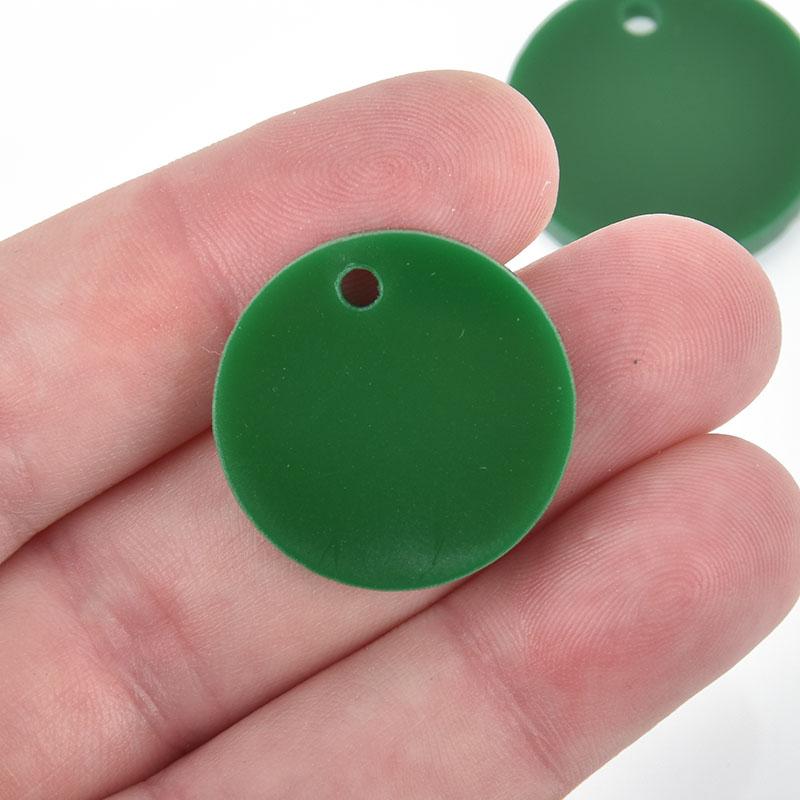 10 GREEN Acrylic Circle Charms, 1" opaque acrylic blanks round drop charms Lca0499