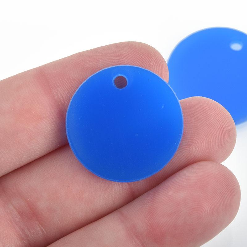 10 BLUE Acrylic Circle Charms, 1" acrylic blanks round drop charms Lca0500