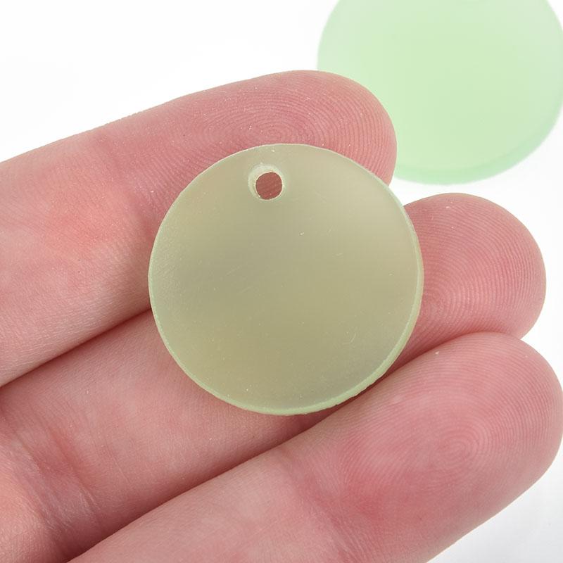 10 KIWI GREEN Acrylic Circle Charms, 1" acrylic blanks round drop charms Lca0501