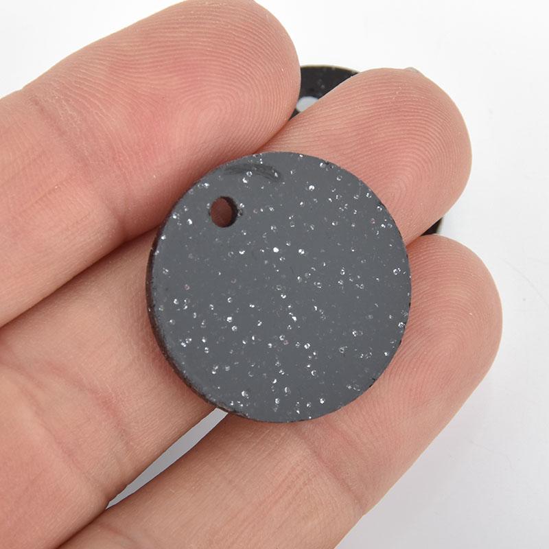 10 BLACK GALAXY Glitter Circle Keychain Blanks 1" Laser Cut Acrylic Blanks Disc Lca0541