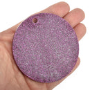 10 MAGENTA PINK GLITTER Circle Key chain Blanks 3" Laser Cut Acrylic Disc Lca0548