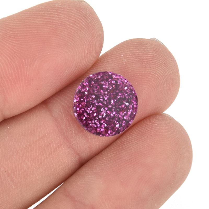 10 Magenta PINK Glitter Circle Cabochon Blanks 1/2" Laser Cut Acrylic NO HOLE Lca0551