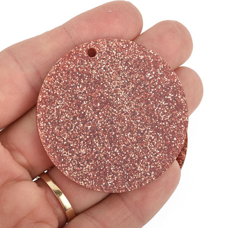 10 COPPER ROSE GOLD Glitter Circle Key chain Blanks 2" Laser Cut Acrylic Disc Lca0555